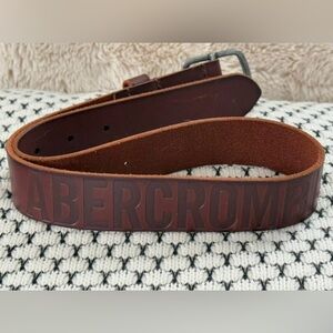 Abercrombie Kids Brown Leather Logo Belt Youth Size 5–8